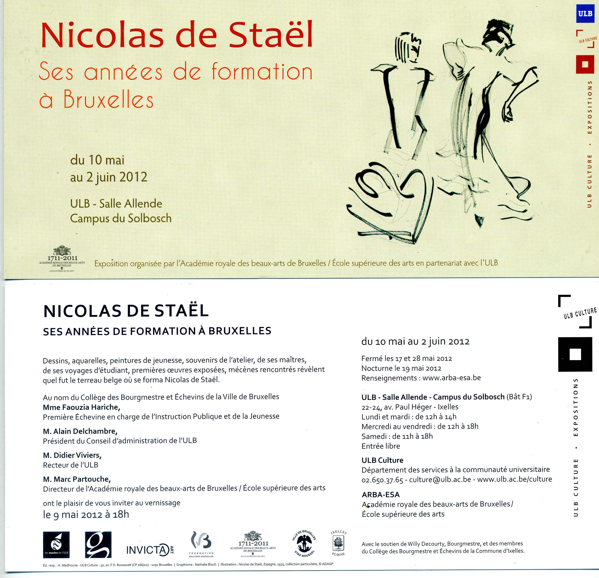 Vernissage exposition : Nicolas de Staël - Ses années de formation à Bruxelles. Николай В. Шталь фон Гольштейн) - учебные года в Брюсселе.